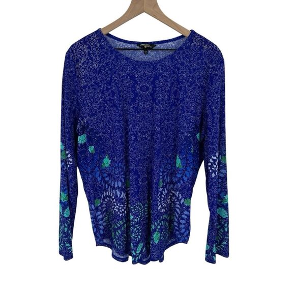 Johnny Was Tops - Johnny Was Wild Flower Top XXL Active Long Sleeve Mesh Workout Gym #h